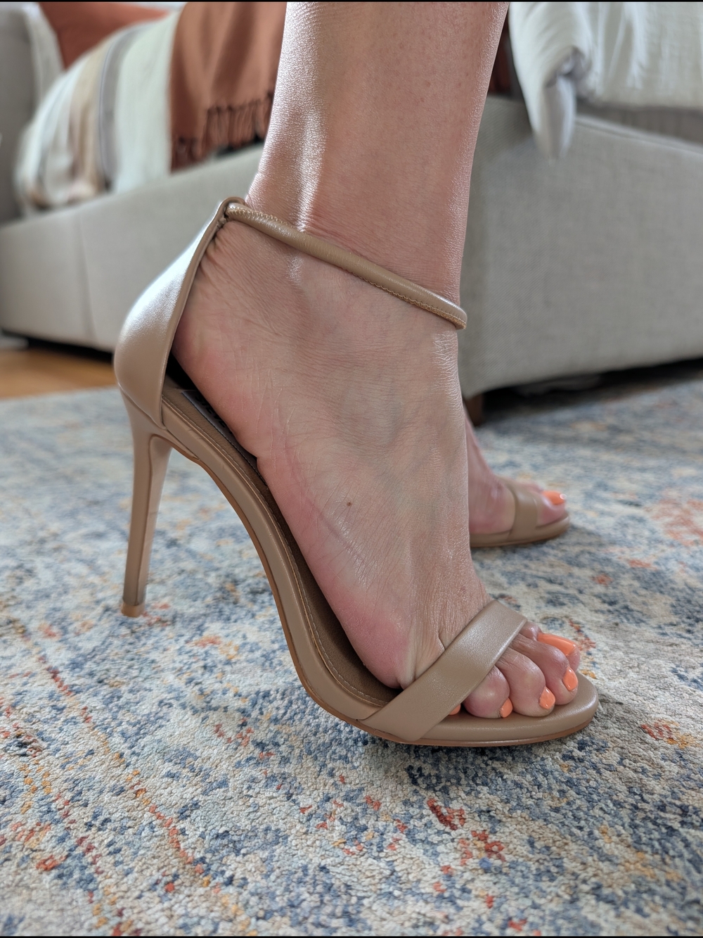 Steve Madden Nude Ankle-Strap Stiletto Sandal